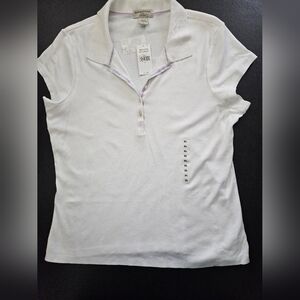NWT - Banana Republic White Cotton Polo Shirt - Size XL